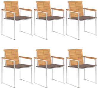 vidaXL Sillas De Jard&iacute;n Y Cojines 6 Unidades Madera Maciza De Acacia Vidaxl