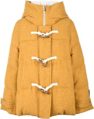 Montecore Wollen jas met veren voering - Dames - Winterjassen - Geel - XS - Wol - Jassen
