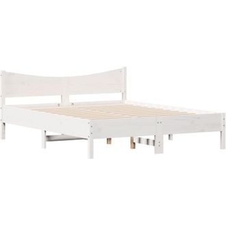 vidaXL Vidaxl - Bed Frame without Mattress White 150x200 cm King Size Solid Wood Pine