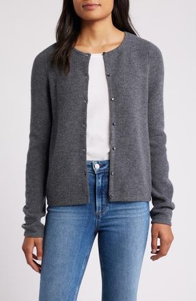 Caslon Wool & Cashmere Cardigan in Grey Dark Heather at Nordstrom Rack, Size Xx-Large