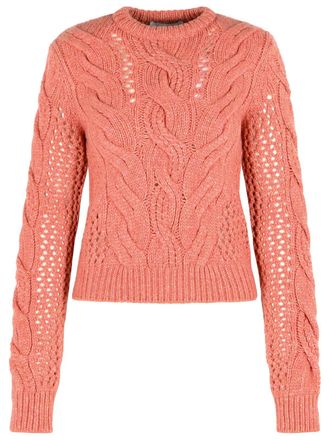 Sportmax Sportmax Radio Crewneck Sweater With Pink Wool Blend Braids