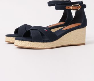 Tommy Hilfiger Womens Wedge Espadrille in Dark Blue Cotton - Size UK 7