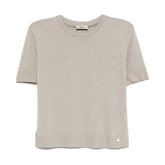 Herno T-shirt in Glam Knit Effect - Dames - Truien - Beige - Maat: XL Katoen
