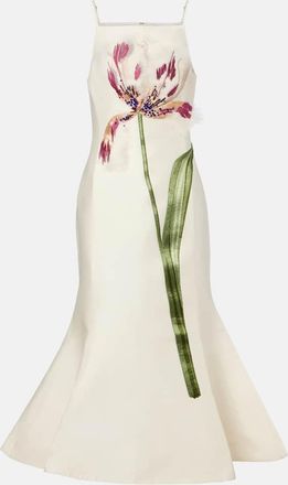 LEO LIN Abito midi Regina in lana e seta con ricamo