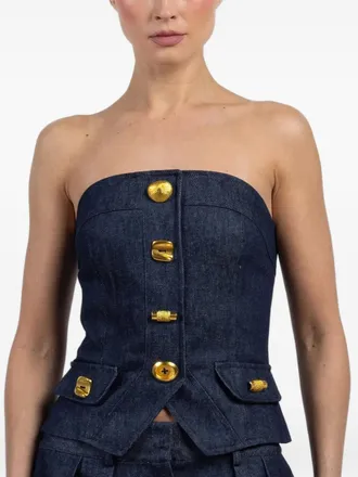 Fran&ccedil;oise button-fastening top - women - Cotton - 36 - Blue