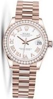 Rolex Datejust 31 Automatic White Dial Ladies 18 ct Everose Gold President Watch 278285WRP