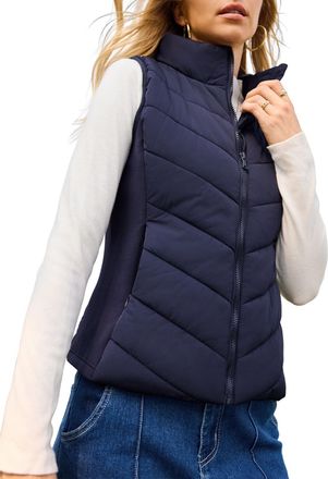 Dokotoo Winter Jackets for Women Puffer Vest Heated Gilet Womens Sleeveless Coats with Pockets Zip Up Womens Gilets Outerwear Stand Collar Coat Quilted Vests 