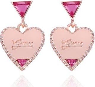 Guess Crystal Heart Drop Earrings in Rose Gold at Nordstrom Rack
