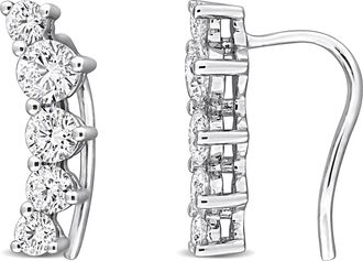 Mimi & Max Created Forever 1 - 1 1/3ct TW Lab-Grown Diamond Climber Earrings Sterling Silver