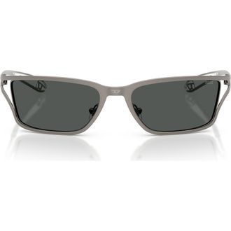 Diesel DL1015 58mm Rectangular Sunglasses in Matte Gun Metal /Dark Grey at Nordstrom