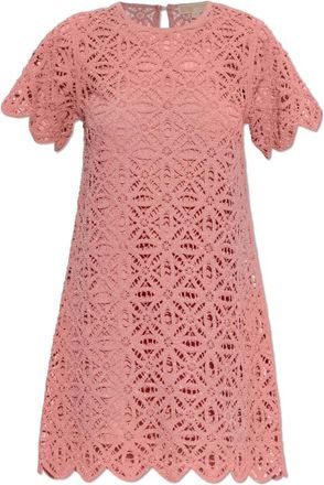 Michael Kors Crochet Katoenen Mini Jurk - Dames - Korte kleedjes - Roze - S - Katoen - Kleedjes