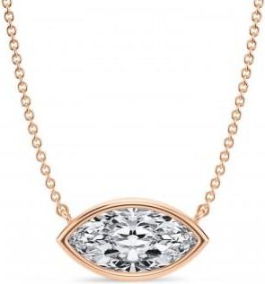 Allurez Marquise Lab Diamond Solitaire Pendant Necklace 14K Rose Gold (2.00ct)