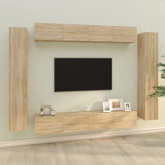 vidaXL Vidaxl - Set De Muebles Para Tv 8 Pzas Madera Contrachapada Roble Sonoma