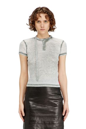 Diesel Rib-jersey top with biker neck strap - T-Shirts - Woman - Grey