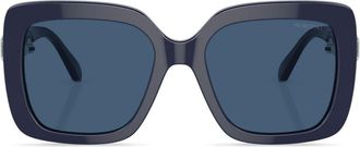 Swarovski crystal-embellished square-frame sunglasses - women - Crystal/Acetate - 55 - Blue