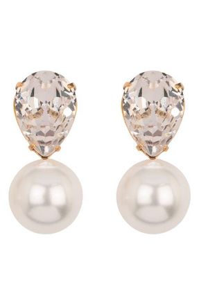 Jennifer Behr Cimone Drop Earrings in Crystal Antique Gold at Nordstrom