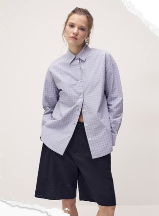 Twik Womens Oversized patterned poplin shirt