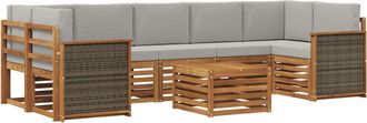 vidaXL Conjunto De Sof&aacute;s De Exterior 8 Uds. Natural Y Gris Claro Vidaxl