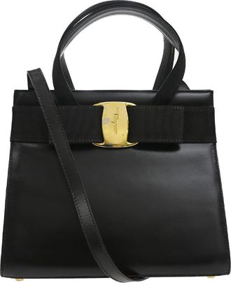 Ferragamo Convertible Vara Bow Tote Leather Brown Leather Handbag (Pre-Owned)