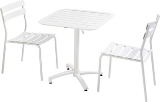 Oviala Mesa reclinable 70 x 70 cm y 2 sillas blanco