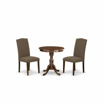 East West Furniture ESEN3-MAH-18 - 3-Pc Dining Table Set - 4 Dining Chairs and 1 Kitchen Table (Mahogany Finish)