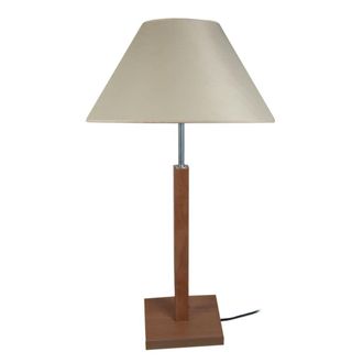 Tosel Lampe &agrave; pied carr&eacute; madera Alt.56cm oscuro Pantalla: beige