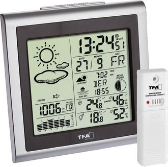 TFA Dostmann Tfa Dostmann Largo Estaci&oacute;n Meteorol&oacute;gica Dom&eacute;stica Plateada