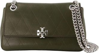 Tory Burch Kleine Charlie Gewatteerde Schoudertas - Dames - Schoudertassen - Groen - ONE Size - Leer - Tassen