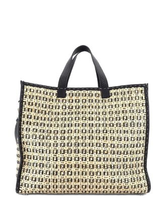 Fendi Convertible Shopper Zucchino Woven Raffia Large tote bag - Zwart