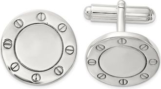 Diamond2Deal Sterling Silver Polished Circle Cuff Links