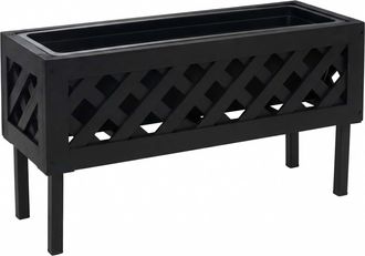 Hhg [nunca Usado] Jardinera Hhg-474, Maceta Para Flores Y Plantas, Para Interior Y Exterior, De Madera De Acacia Con Certificaci&oacute;n Mvg, 35 X 64 X 24 Cm, N