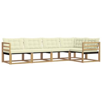 vidaXL Conjunto De Sof&aacute;s De Exterior Con Coj&iacute;n 5 Pcs Blanco Y Crema Vidaxl