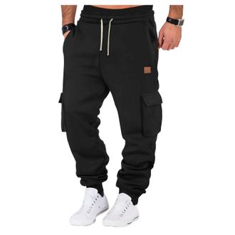 Generic DGHM Joggers for Men UK Loose Fleece Cargo Trousers Casual Gym Jogging Pants Lightweight Joggers Sweatpants with Pockets Men Elastic Waist Running Pan