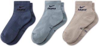 Nike Womens SKIMS Dri-FIT Quarter Socks (3 Pairs) in Blue | IQ8106-906
