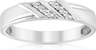 Pompeii3 1/10ct Diamond Mens Ring 14K White Gold Size Selectable