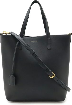 Saint Laurent Black Leather Shoulder Bag Tote Bag (Pre-Owned)