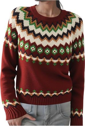 Generic Jumpers for Women UK Long Sleeves Icelandic Sweaters Soft Comfortable Nordic Cosy Warm Crew Neck 2025 Autumn Winter Fairisle Sweatshirts Ladies Knit S