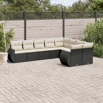 vidaXL Set De Sof&aacute;s De Jard&iacute;n 8 Piezas Y Cojines Rat&aacute;n Sint&eacute;tico Negro Vidaxl