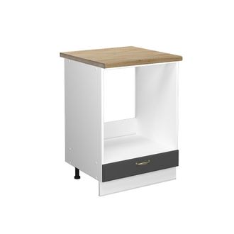 Vicco Armario Para Horno Empotrado Fame-line, Antracita-oro, 60 Cm, Et Roble