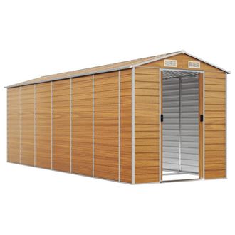 Berkfield Home Garden Shed Light Brown 191x555x198 cm Galvanised Steel | Size: 191 x 555 x 198 cm