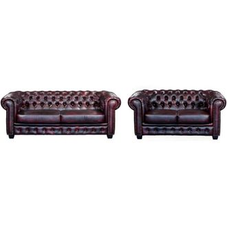 Vente-Unique Vente-unique - Divano Chesterfield a 3+2 posti 100% cuoio di bufalo Cherry - brenton