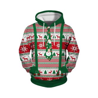 Generic Christmas Hoodies For Men 3D Printed Sweatshirt Mens Funny Hoodie Christmas Tree Pattern Pullover Drawstring Novelty Jumper With Pocket Hoody Xmas War