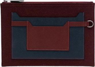 Herm&egrave;s Pre-owned Clutches, female, Brown, Size: ONE SIZE Pre-owned Felt and Epsom Leather Clutch