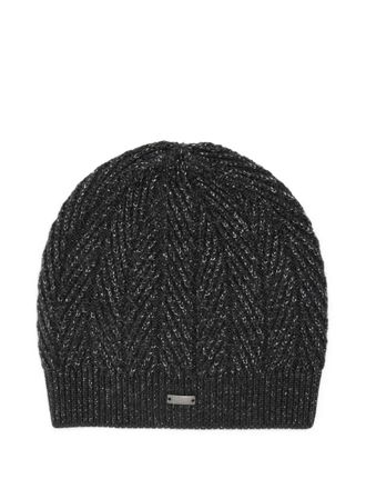 Herno herringbone plaque beanie - women - Fabric - One Size - Grey