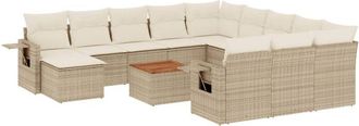 vidaXL Set Sof&aacute;s De Jard&iacute;n Con Cojines 13 Pzas Rat&aacute;n Sint&eacute;tico Beige Vidaxl