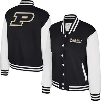 Colosseum Womens Colosseum Black Purdue Boilermakers French Baguette Full Snap Fleece Jacket at Nordstrom, Size X-Large