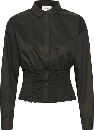 Gestuz Camicia con punto smock - Nero