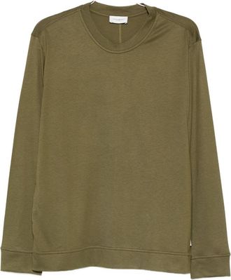 Paolo Pecora Green Long-sleeved Modal Crew-neck Knit T-shirt