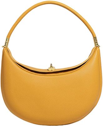 Generic Fashion Handbag PU Leather Designer Underarm Bag with Hasp Closure Stylish Casual Clutch Purse Soft Half Moon Bag for Women (Yellow)