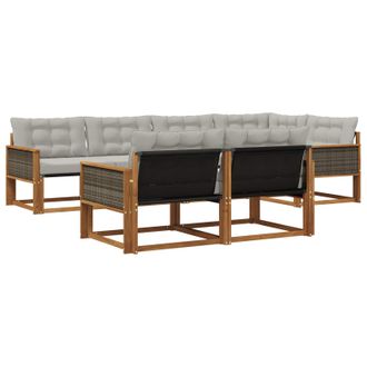 vidaXL Conjunto De Sof&aacute;s De Exterior 7 Pcs Natural Y Gris Claro Vidaxl